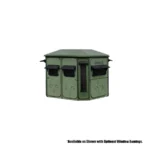 Redneck hunting blind with dark green exterior