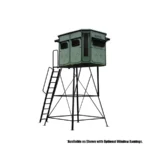 Redneck elevated hunting blind with dark green exterior