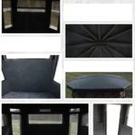 Details for wooden hunting blinds graphic, including windows, roof, ceiling, floor, siding.