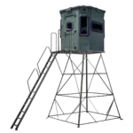 Titan elevated hunting blind with dark green exterior