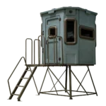 Titan elevated hunting blind with dark green exterior