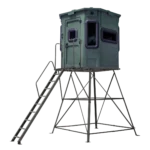 Titan elevated hunting blind with dark green exterior