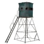 Titan elevated hunting blind with dark green exterior