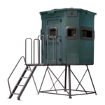 Titan elevated hunting blind with dark green exterior