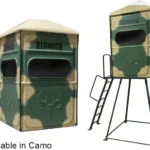 Redneck solo hunting blind elevated in camouflage.